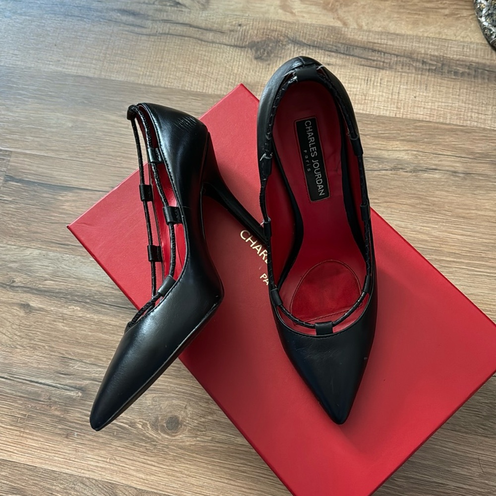 Charles Jourdan black heels - leather - size 6.5